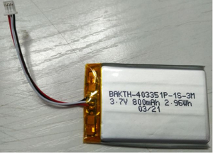 BAKTH-403351P-1S-3M 3,7 V 800mAh Pack de batterie rechargeable 3,7 V 800mA