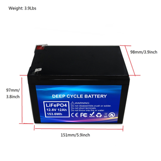 Batterie LIFEPO4 rechargeable à cycle profond 12.8V 12Ah pour l'appareil électronique