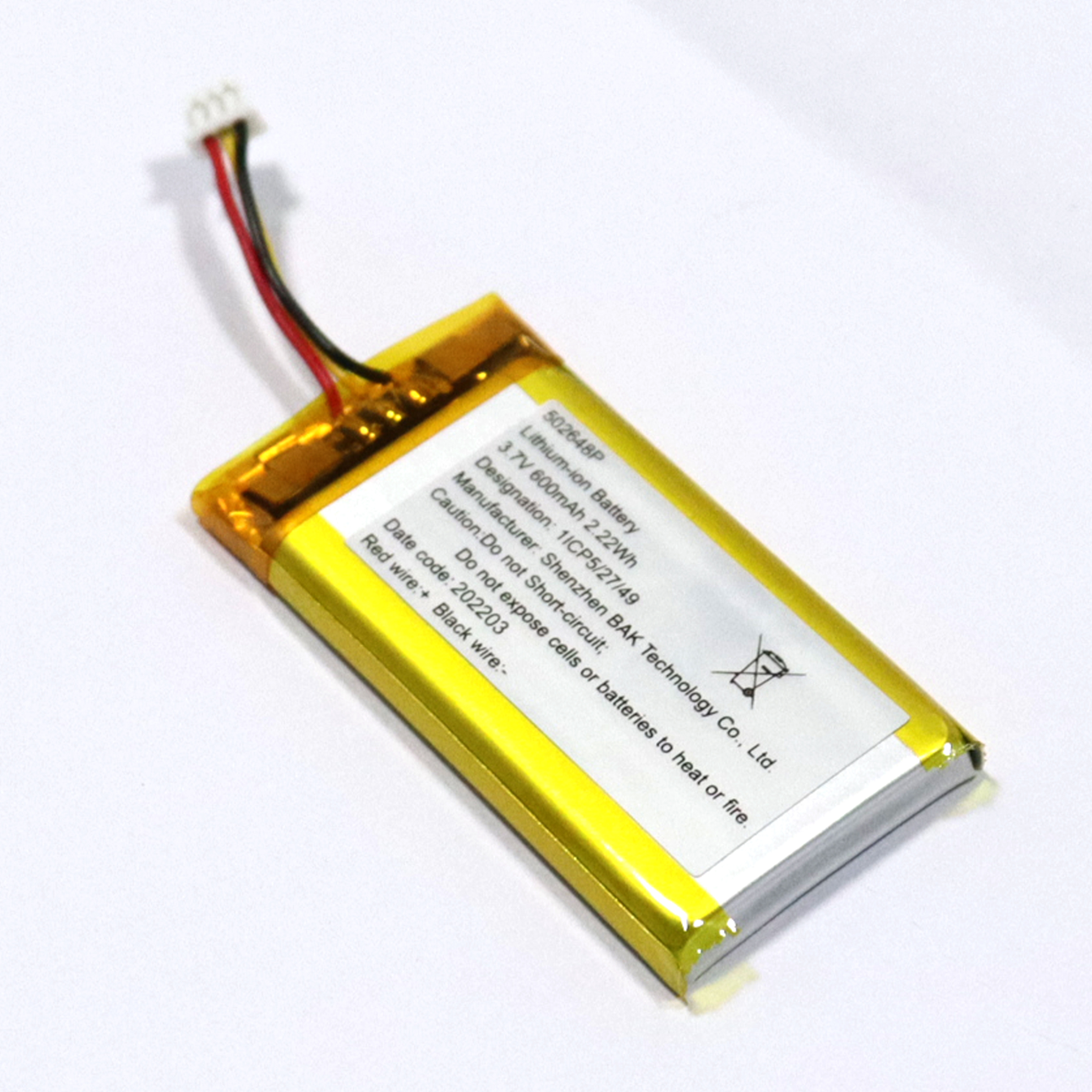 Batterie en polymère au lithium 3,7 V 600mAh pour l'appareil Bluetooth 