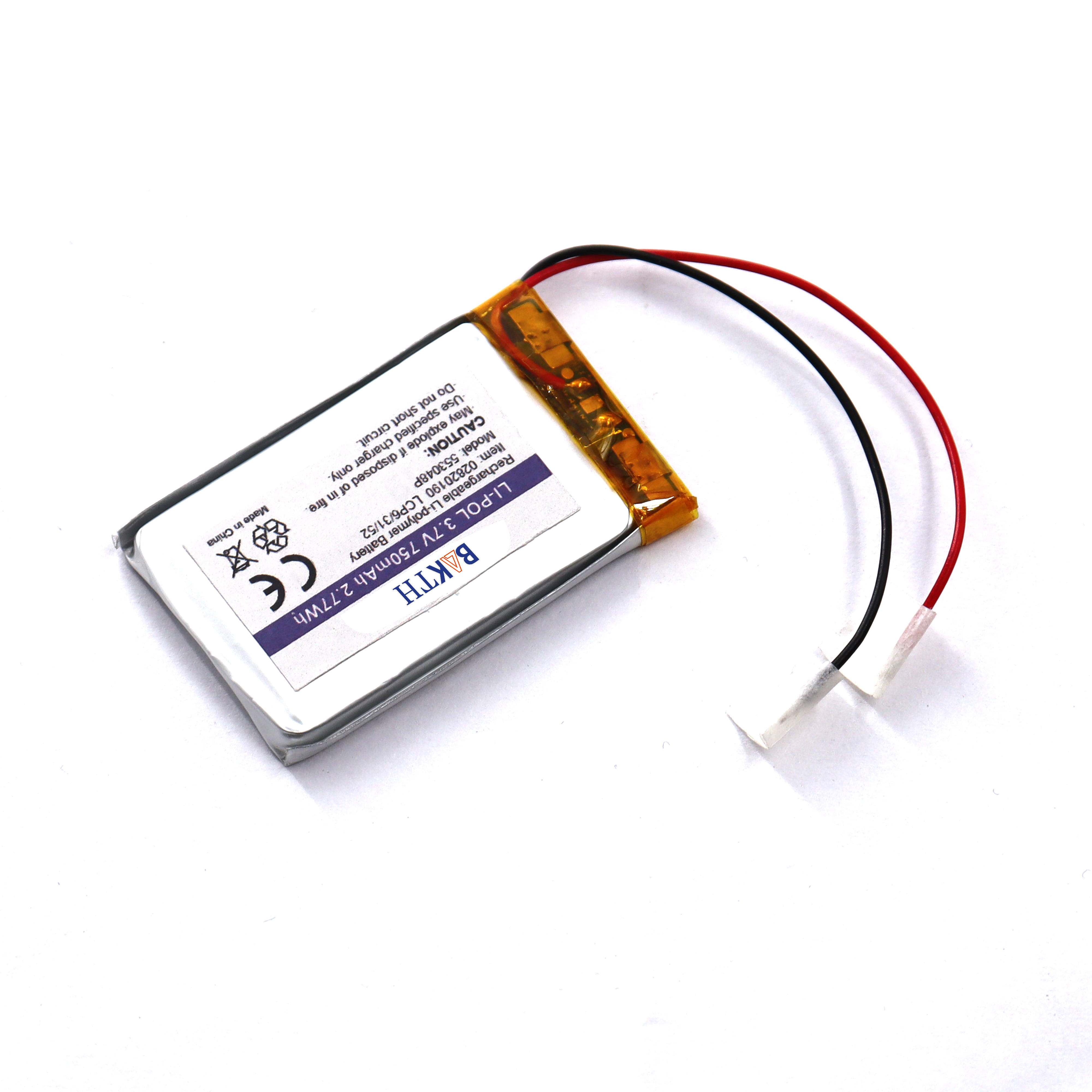 3,7 V 750mAh Batterie rechargeable au lithium polymère pour le suivi GPS