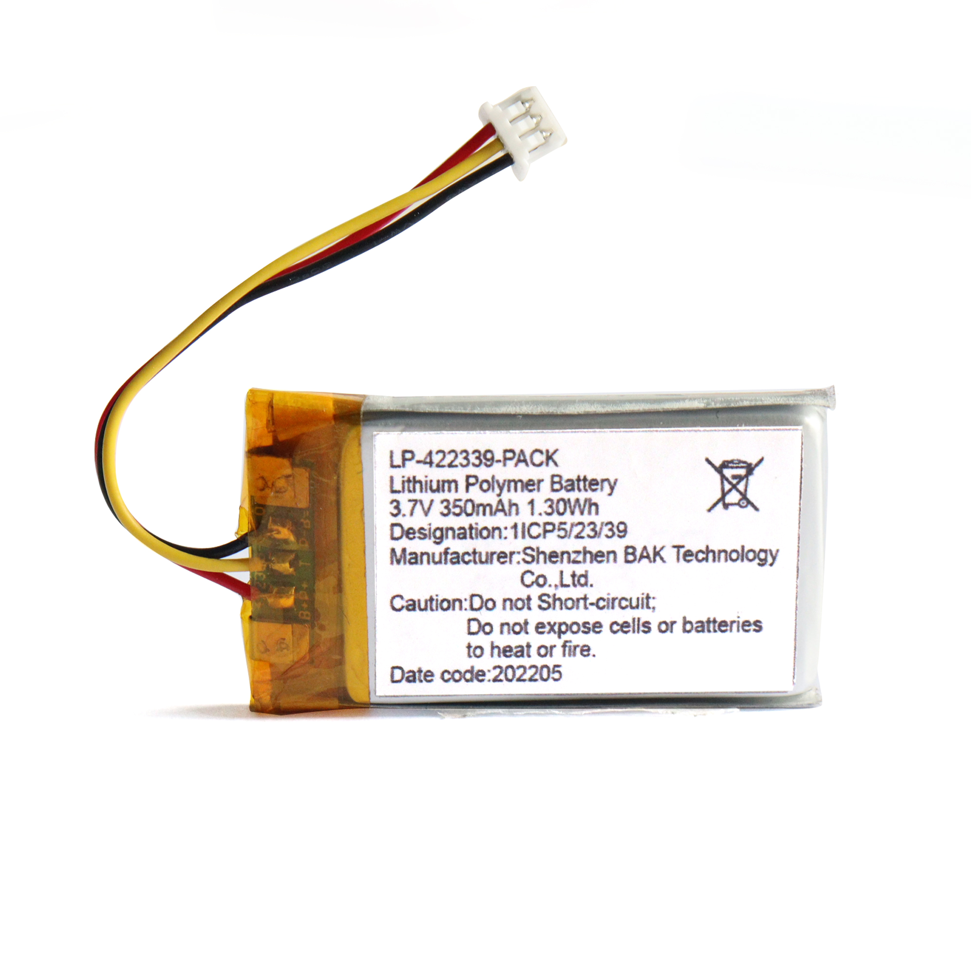 Vente chaude rechargeable 422339 3,7 V 350mAh Pack de batterie en polymère de lithium rechargeable pour l'appareil électrique
